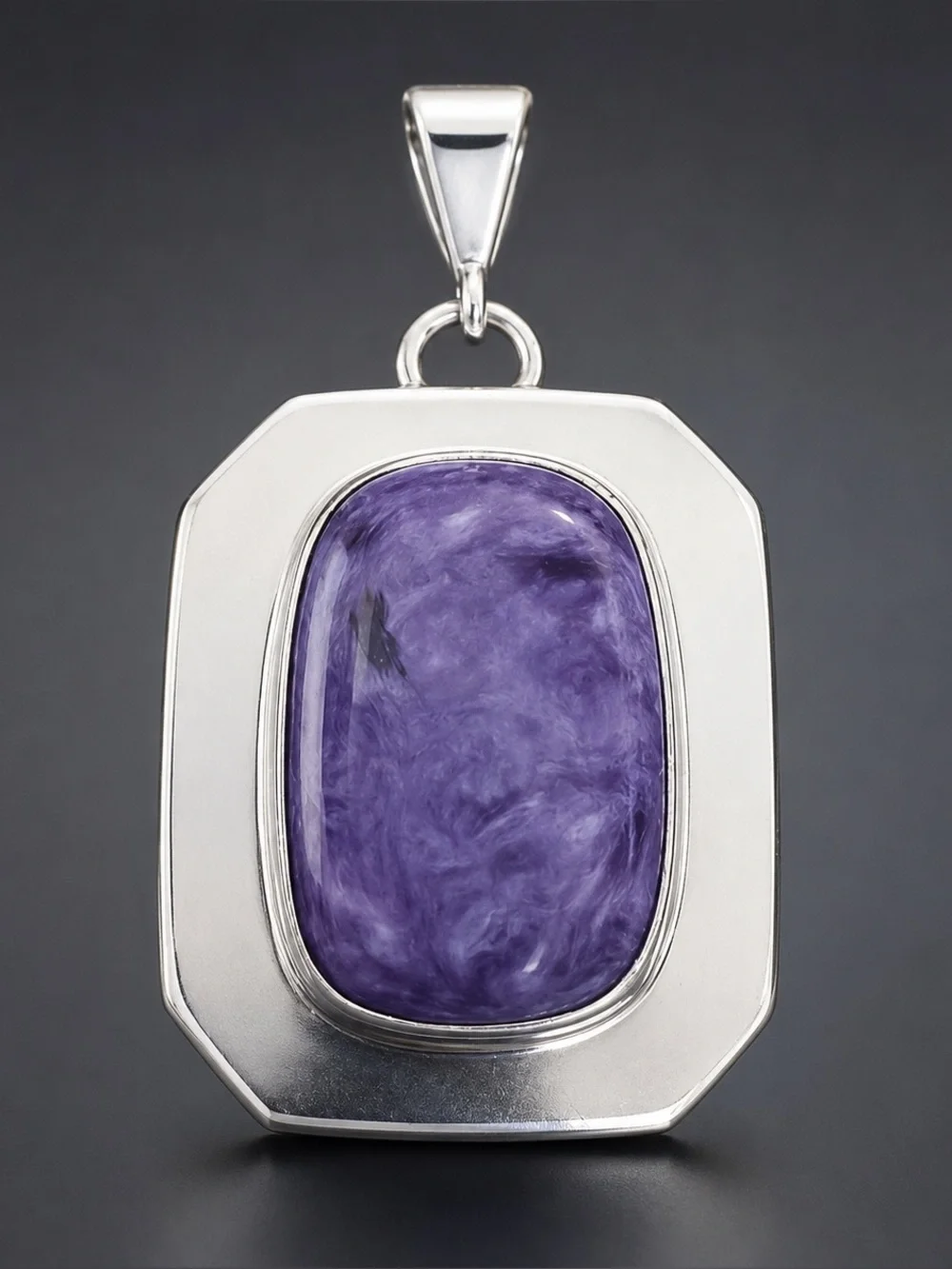 Estate Charoite Sterling Silver Pendant Signed 925 - Picture 1 of 4